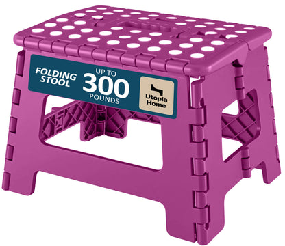 Utopia Home Folding Step Stool 9 Inch, Anti-Slip, White, 1-Pack