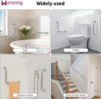 16x16 Inch Anti Slip Angled Shower Grab Bars, Brushed Nickel Grab Rail