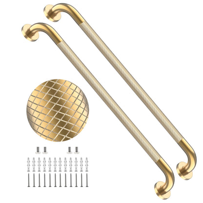 2 Pack 24 Inch Polished Chrome Anti Slip Knurled Shower Grab Bar