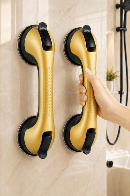 Suction Grab Bars for Shower, Gel-Enhanced Shower Handle for Senior, Silver