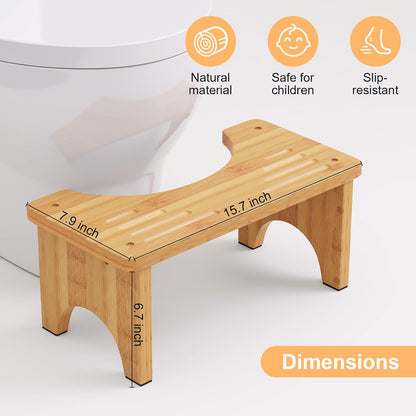 Uaniar Bamboo Toilet Poop Stool, Wooden Squatting Potty for Adults Pooping