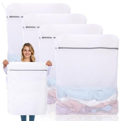 Dntorx 2 Pack Extra Large Mesh Laundry Bags for Delicates, 24x32In+35x43In