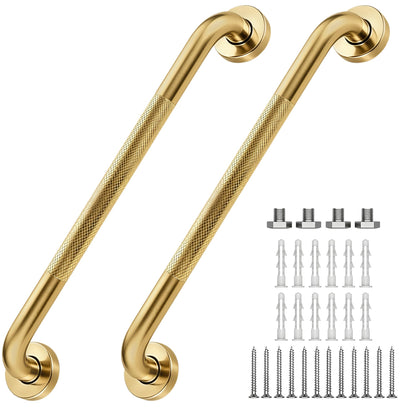 16 Inch Grab Bars 1.25" Dia,2 Pack Brushed Nickel 304 Stainless Steel Bathroom Grab Bar,Anti Slip Knurled Safety Bar,Wall Mount Handicap Grab Bars,Support Handrail for Seniors Elderly Injury