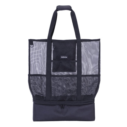 Leberna Large Beach Bag with Zipper Lightweight Beach Toy Bag Mesh Bag for Swimming Pool Sand Toys