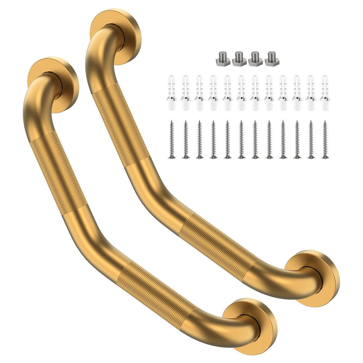 ZUEXT 2 Pack 16 Inch Angled Brushed Nickel Non Slip Knurled Shower Grab Bar