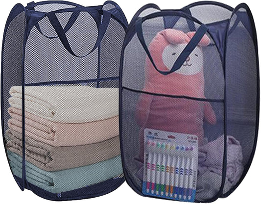 Foldable Clothes Basket Mesh Pop Up Laundry Hamper for Apartment, RV