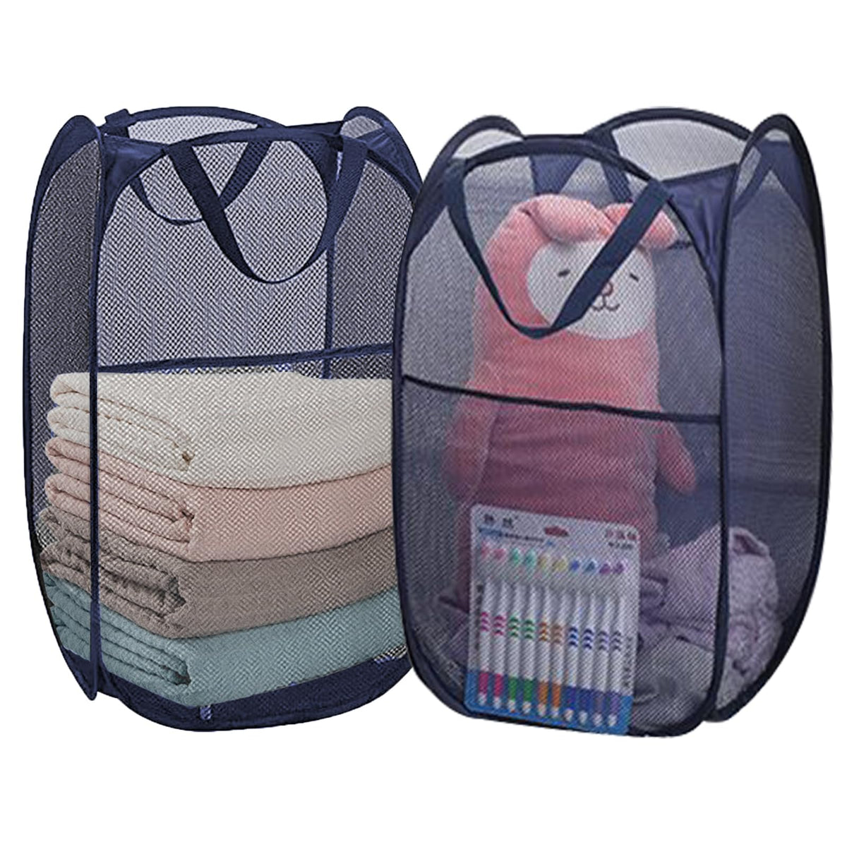 Foldable Clothes Basket Mesh Pop Up Laundry Hamper for Apartment, RV