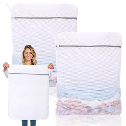 Dntorx 2 Pack Extra Large Mesh Laundry Bags for Delicates, 24x32In+35x43In