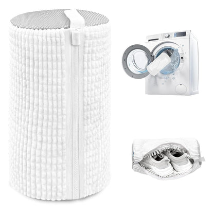 Shoe Washing Machine Bag,Laundry Shoe Bag for Washer and Dryer,Reusable Shoe Cleaning Bag for Sneakers,Tennis Shoes,With Self-locking Zipper, Microfiber Inside (2, Light =Grey)