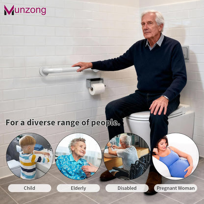 3 Pack Anti Slip Shower Grab Bar, Munzong 12" 16" 16" White Bathroom Bar