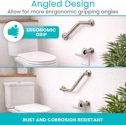 Vive Angled Shower Grab Bar (Supports 440lbs) - ADA Compliant Tub