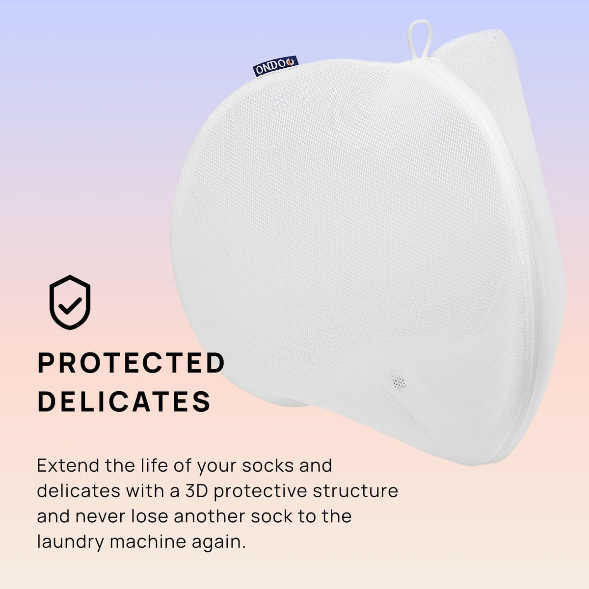 ONDO Premium Mesh Laundry Bag | 3D Cushioned | Medium | White & Grey