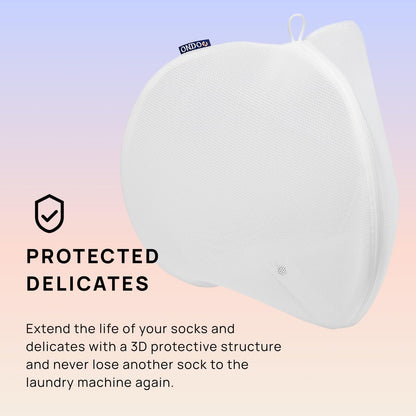 ONDO Premium Mesh Laundry Bag | 3D Cushioned | Medium | White & Grey