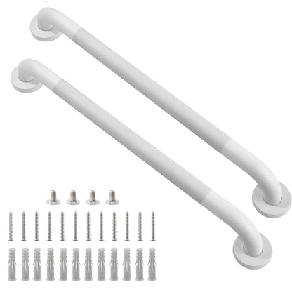 16 Inch Silver Anti-Slip Shower Grab Bars, 1.25" Diameter 2 Pack
