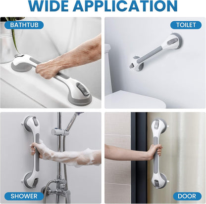 LEVERLOC Grab Bars for Shower,Suction Shower Handles,2 Pack,16.8",Grey