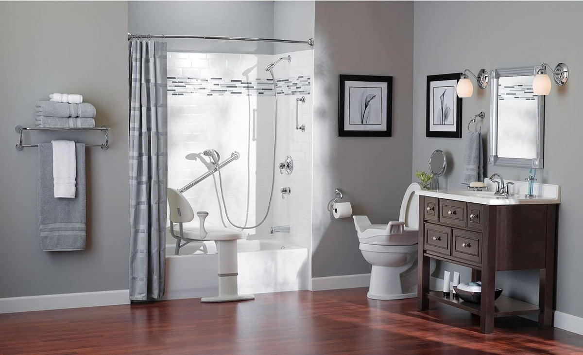 Moen Home Care Bathroom Safety Designer24 Inch Handicap Grab Bar for Bathtub and Shower with Curled Grip, Elderly Assistance Product, Brushed Nickel, LR8724D3GBN