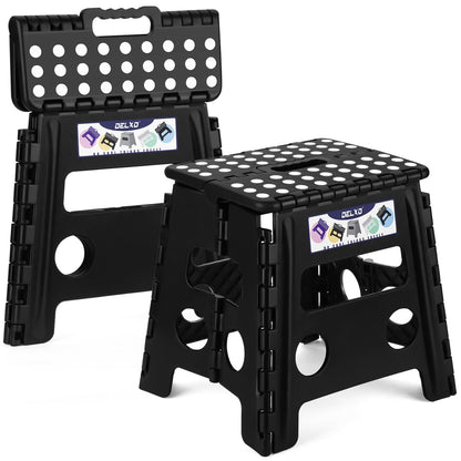 Delxo Folding Step Stool 13 Inch,300 Lbs Step Stool for Adults Black
