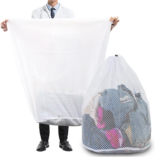 Extra Large Mesh Laundry Bags Washing Bag 2Pack Delicates Bag and Pull net style Laundry Bag Jumbo for Washing Machine Large Mesh Bags for Blankets, Bedding, Coats, Toys (2PCS-XXXL)