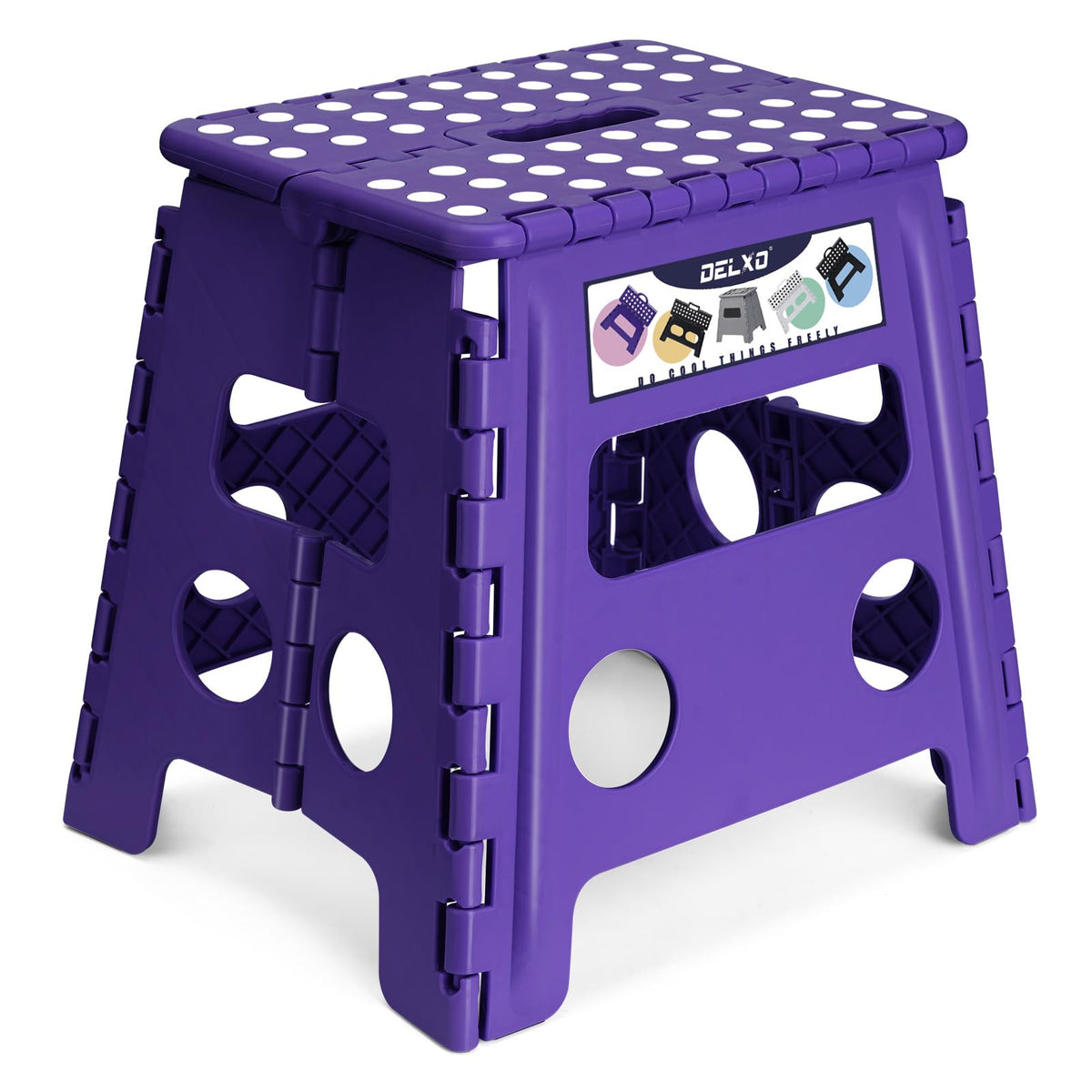 Delxo Folding Step Stool 13 Inch,300 Lbs Step Stool for Adults Black