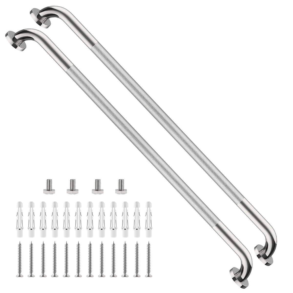 ZUEXT 2 Pack 16 Inch Chrome Anti Slip Shower Grab Bar with Knurled Grip