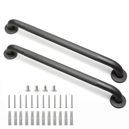 16 Inch Silver Anti-Slip Shower Grab Bars, 1.25" Diameter 2 Pack
