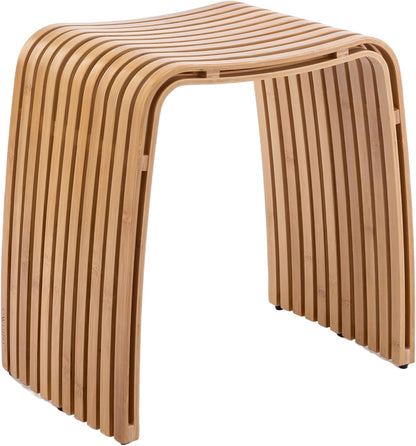 Bamboo Shower Bench, Waterproof Non-Slip Bath Stool,Sturdy Stable