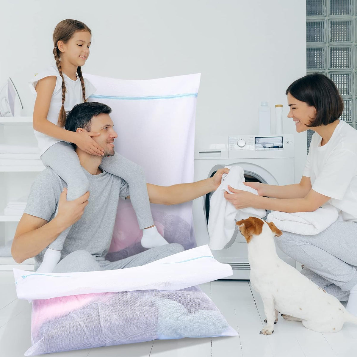 Windyun 4 Pcs Jumbo Mesh Laundry Bags, Large Zippered Dryer Wash Bags