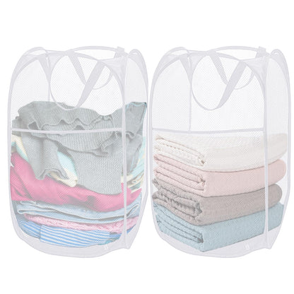 Foldable Clothes Basket Mesh Pop Up Laundry Hamper for Apartment, RV