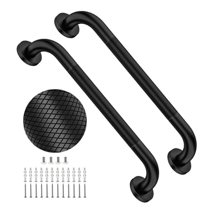 2 Pack 24 Inch Polished Chrome Anti Slip Knurled Shower Grab Bar