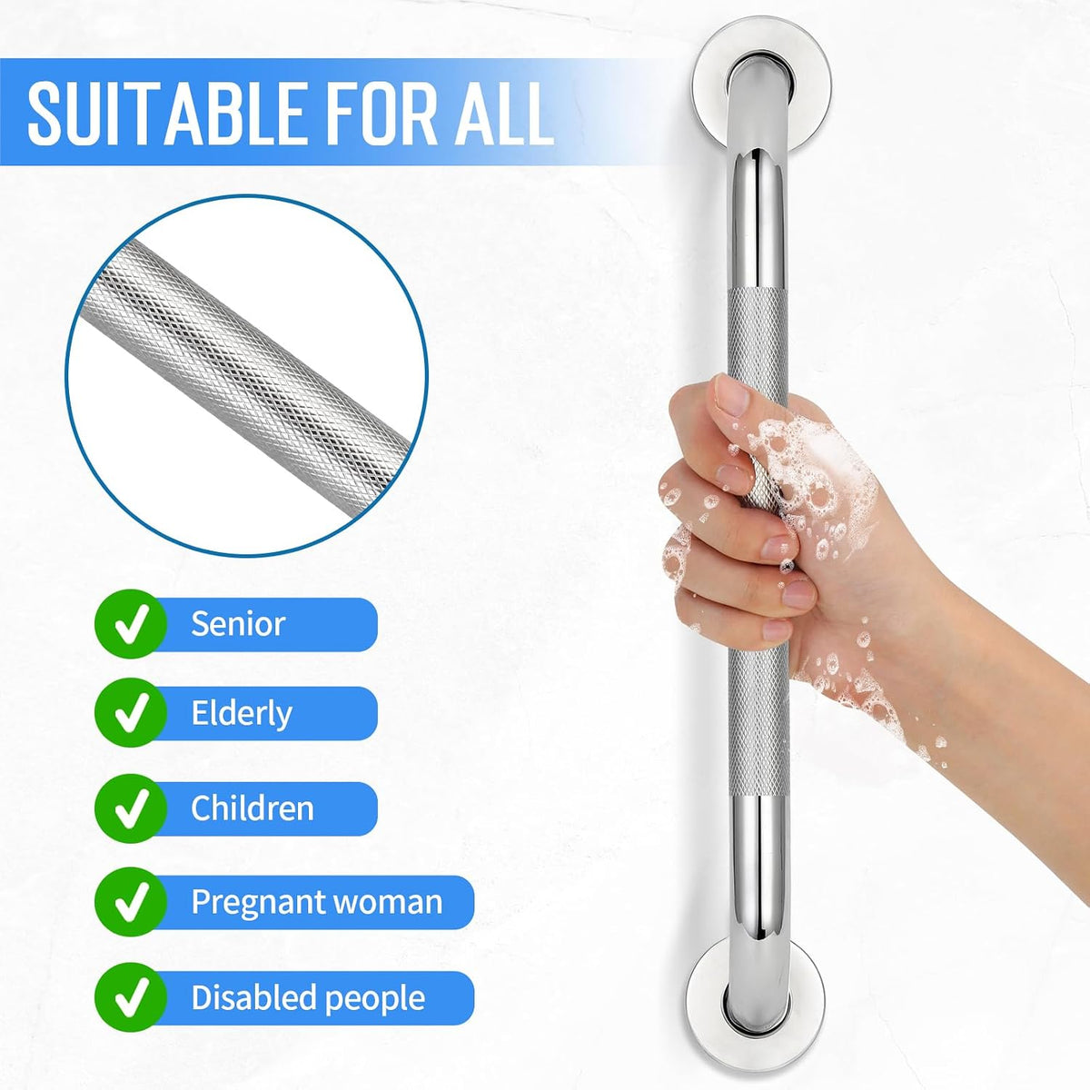 2 PCS Shower Grab Bars for Seniors 24 Inch Bathroom Safety Shower Handle