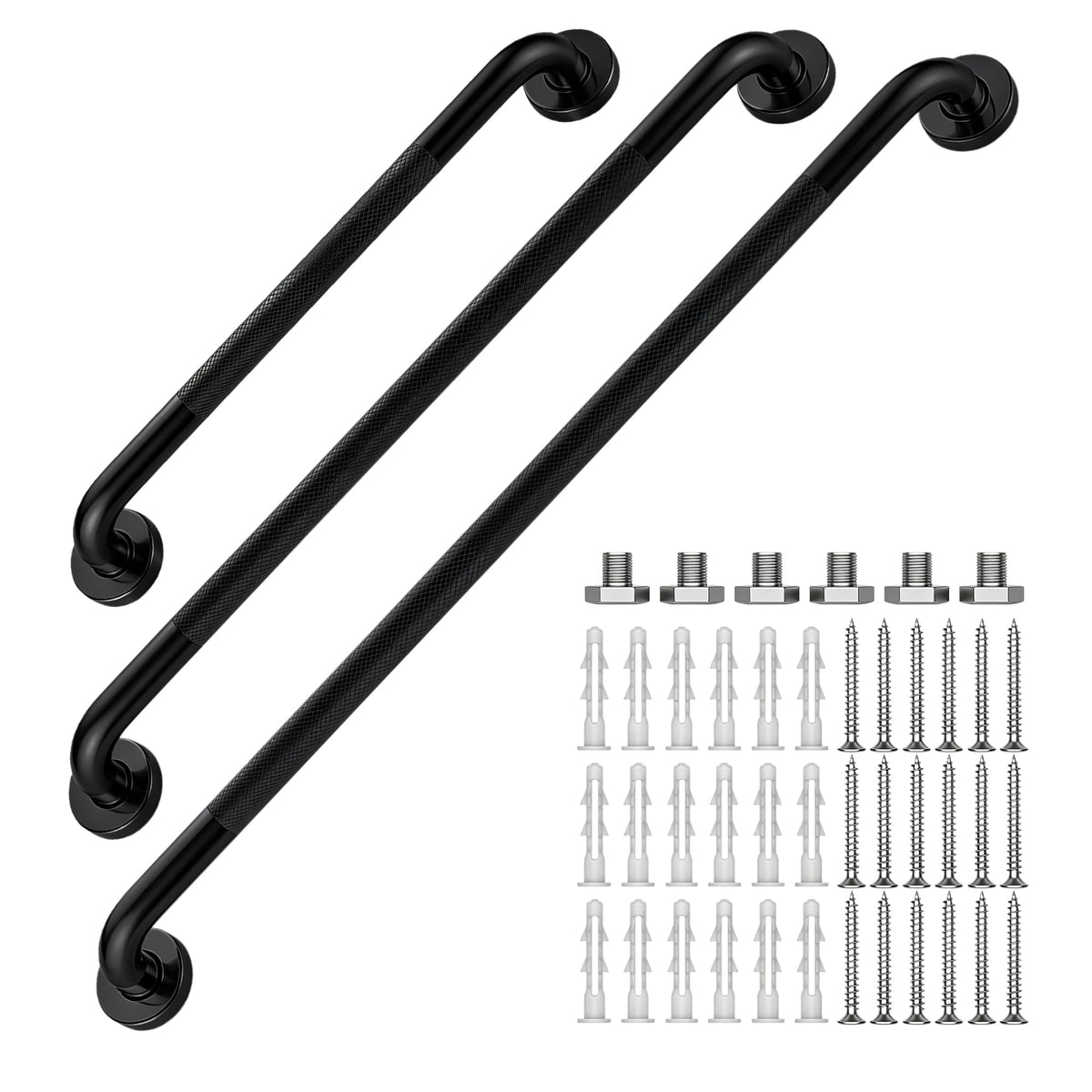 16 Inch Grab Bars 1.25" Dia,2 Pack Brushed Nickel 304 Stainless Steel Bathroom Grab Bar,Anti Slip Knurled Safety Bar,Wall Mount Handicap Grab Bars,Support Handrail for Seniors Elderly Injury