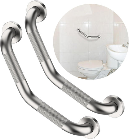 ZUEXT 2 Pack 16 Inch Angled Brushed Nickel Non Slip Knurled Shower Grab Bar