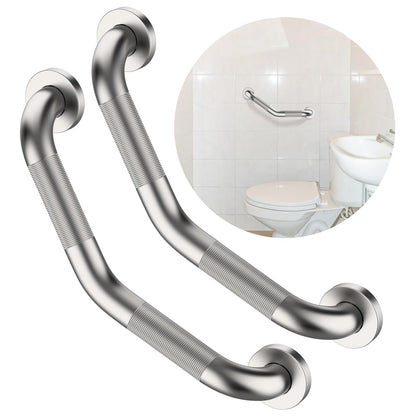 ZUEXT 2 Pack 16 Inch Angled Brushed Nickel Non Slip Knurled Shower Grab Bar