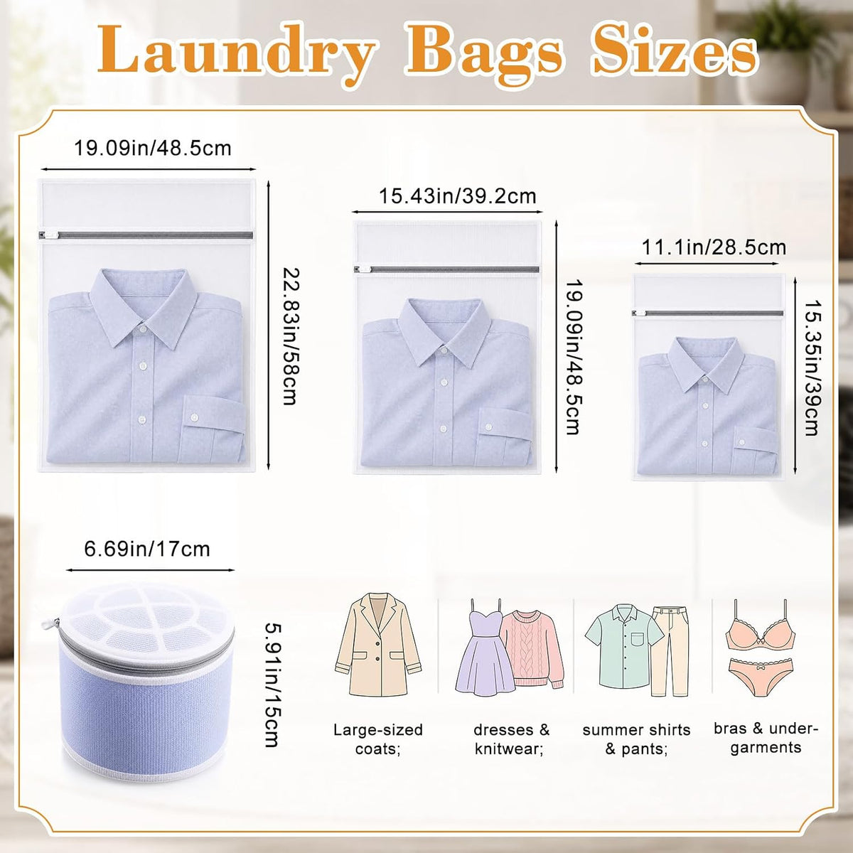 Tudomro 10 Pack 4 Size Cotton Mesh Zippered Laundry Bags Set, Lingerie Bags for Washing Delicates, Laundry Bag Mesh Wash Bag for Jeans, Blouse, Stocking, Bra