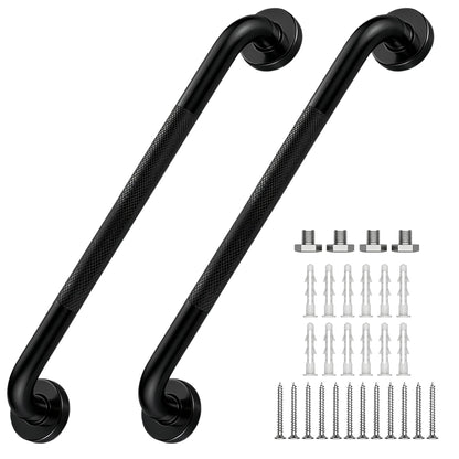 16 Inch Grab Bars 1.25" Dia,2 Pack Brushed Nickel 304 Stainless Steel Bathroom Grab Bar,Anti Slip Knurled Safety Bar,Wall Mount Handicap Grab Bars,Support Handrail for Seniors Elderly Injury