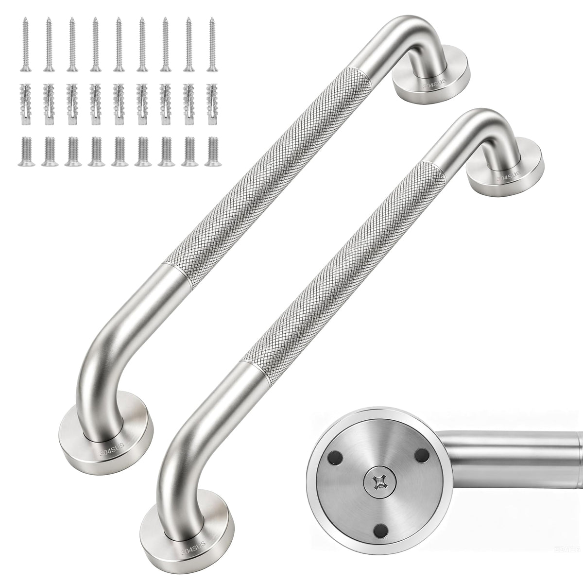 MrHAND Stainless Steel Grab Bars for Shower, 16 Inch 2 Pack, Anti-Slip Grip