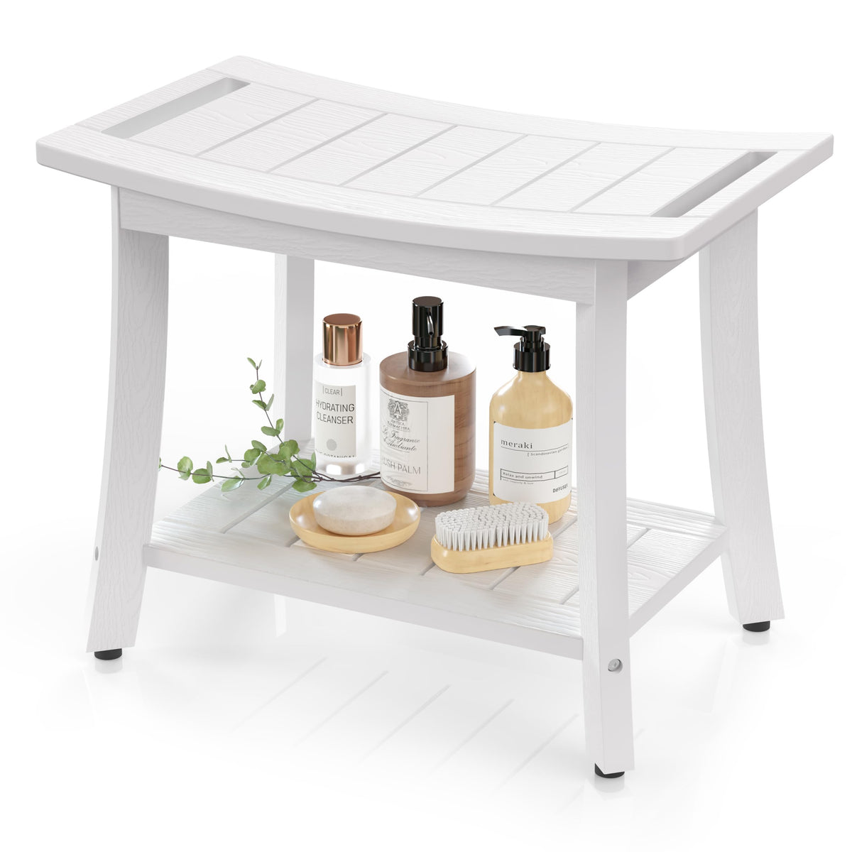 Waterproof HIPS Shower Bench for Inside Shower, Shower Stool, Grey