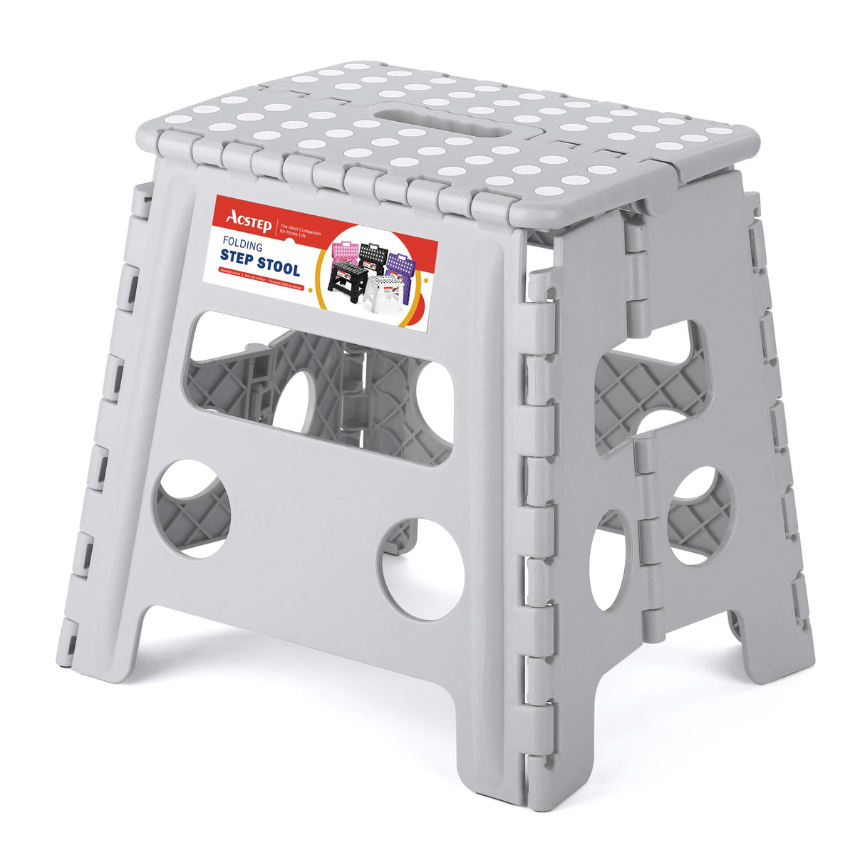 ACSTEP Folding Step Stool 9 Inch, Non-Slip Foldable Stools for Kids, Black
