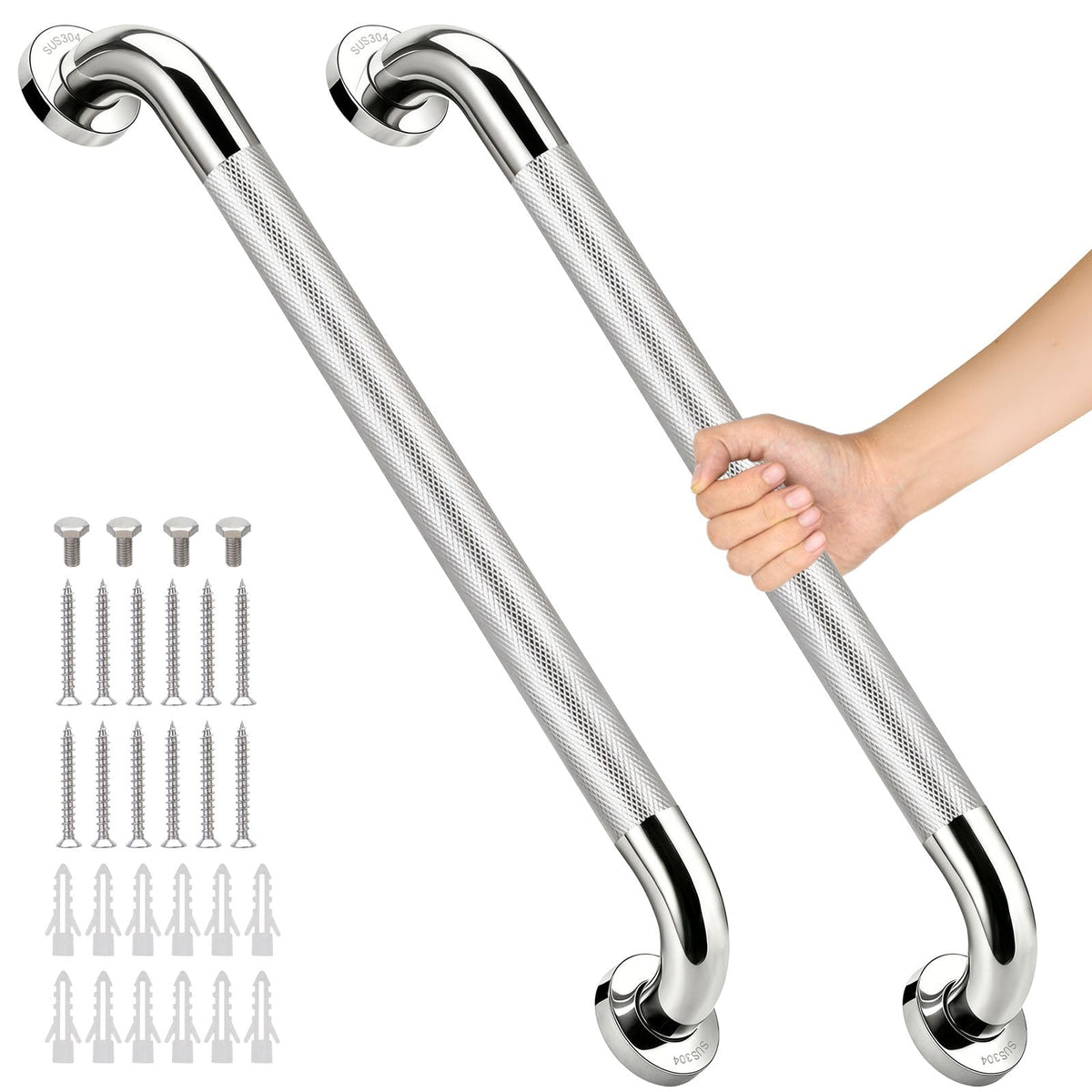3 PCS Grab Bars for Seniors Bathroom 16" and 12" Shower Safety Handle