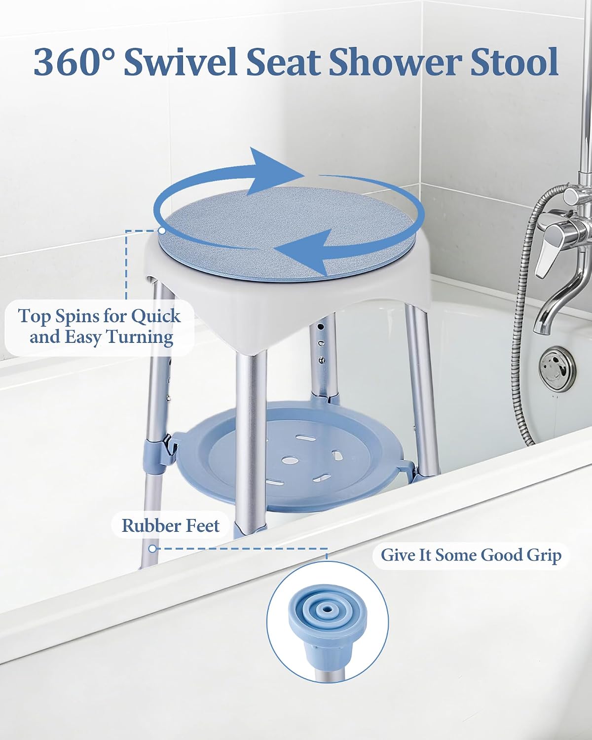 Shower Stool for Inside Shower, Small Shower Chair, Blue
