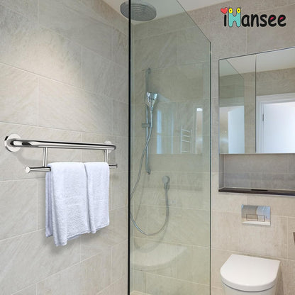 Polished Chrome Grab Bar with Towel Holder, Grab Bars for Shower 24 Inch