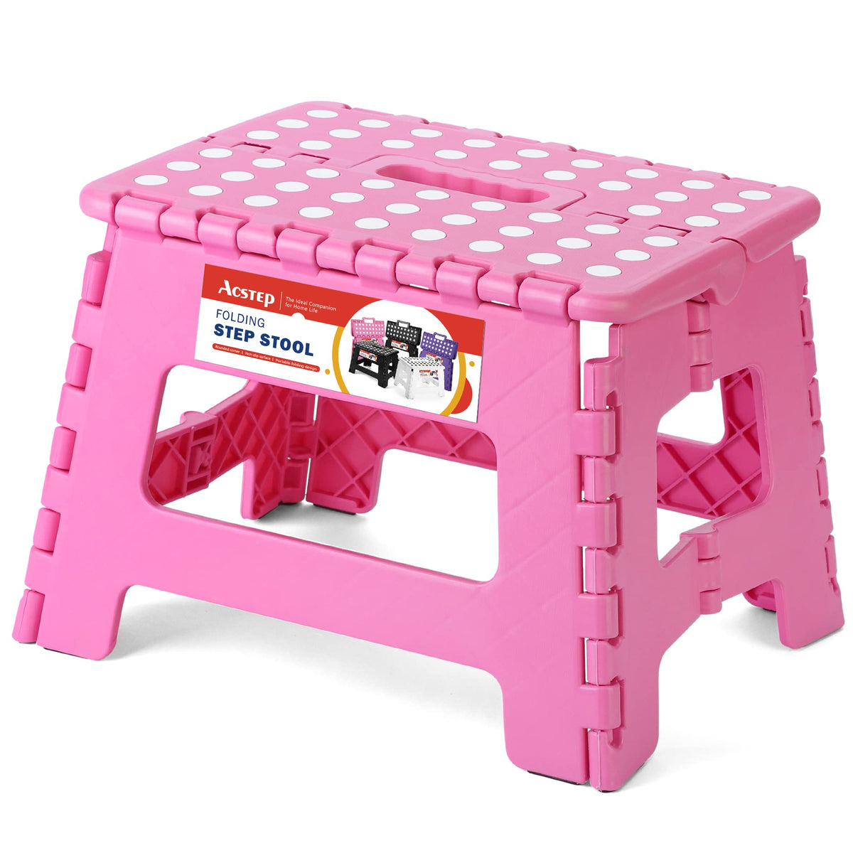 ACSTEP Folding Step Stool 9 Inch, Non-Slip Foldable Stools for Kids, Black