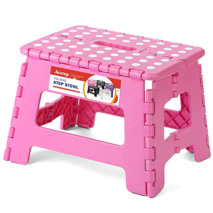 ACSTEP Folding Step Stool 9 Inch, Non-Slip Foldable Stools for Kids, Black