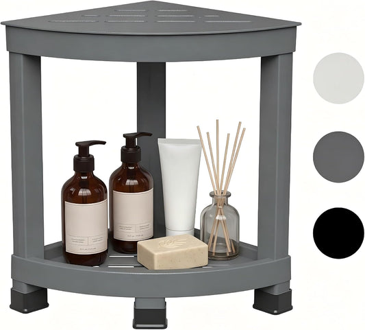 Shower Stool for Inside Shower, Small Bathroom Stool with Storage Shelf, Waterproof Corner Shower Organizer, Non-Slip Bath Stool for Adults, Multi-Purpose Side Table for Home