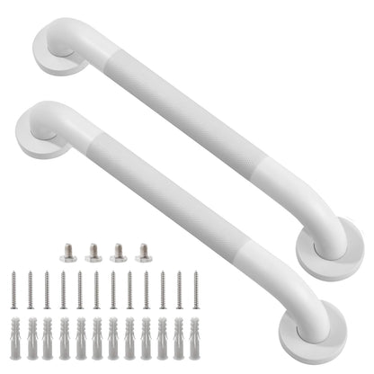 16 Inch Silver Anti-Slip Shower Grab Bars, 1.25" Diameter 2 Pack