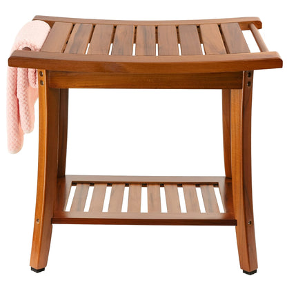 Utoplike Teak Shower Stool, Compact Showers Bench, Foot Rest Shaving Legs
