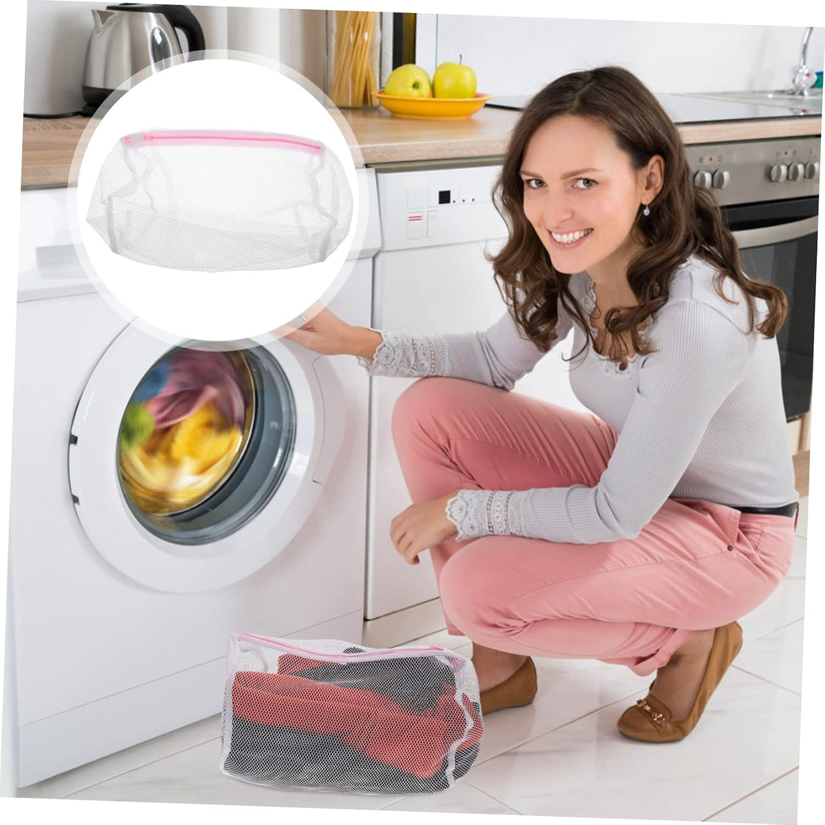 HEALLILY 5-piece Set Cylinder Mesh Laundry Bags for Washing Machine