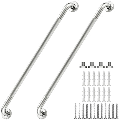 16 Inch Grab Bars 1.25" Dia,2 Pack Brushed Nickel 304 Stainless Steel Bathroom Grab Bar,Anti Slip Knurled Safety Bar,Wall Mount Handicap Grab Bars,Support Handrail for Seniors Elderly Injury