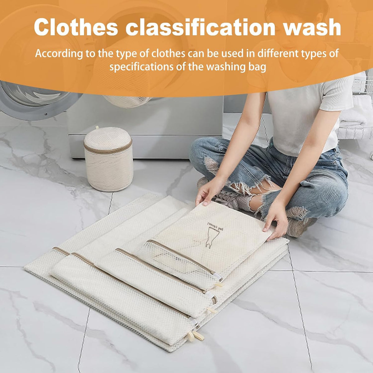 Mesh Laundry Bags Set, 7 Pack Delicates Wash Bags with Zipper Closure, Washing Machine Laundry Net Bags for Clothes, Bras, Socks and Sweaters