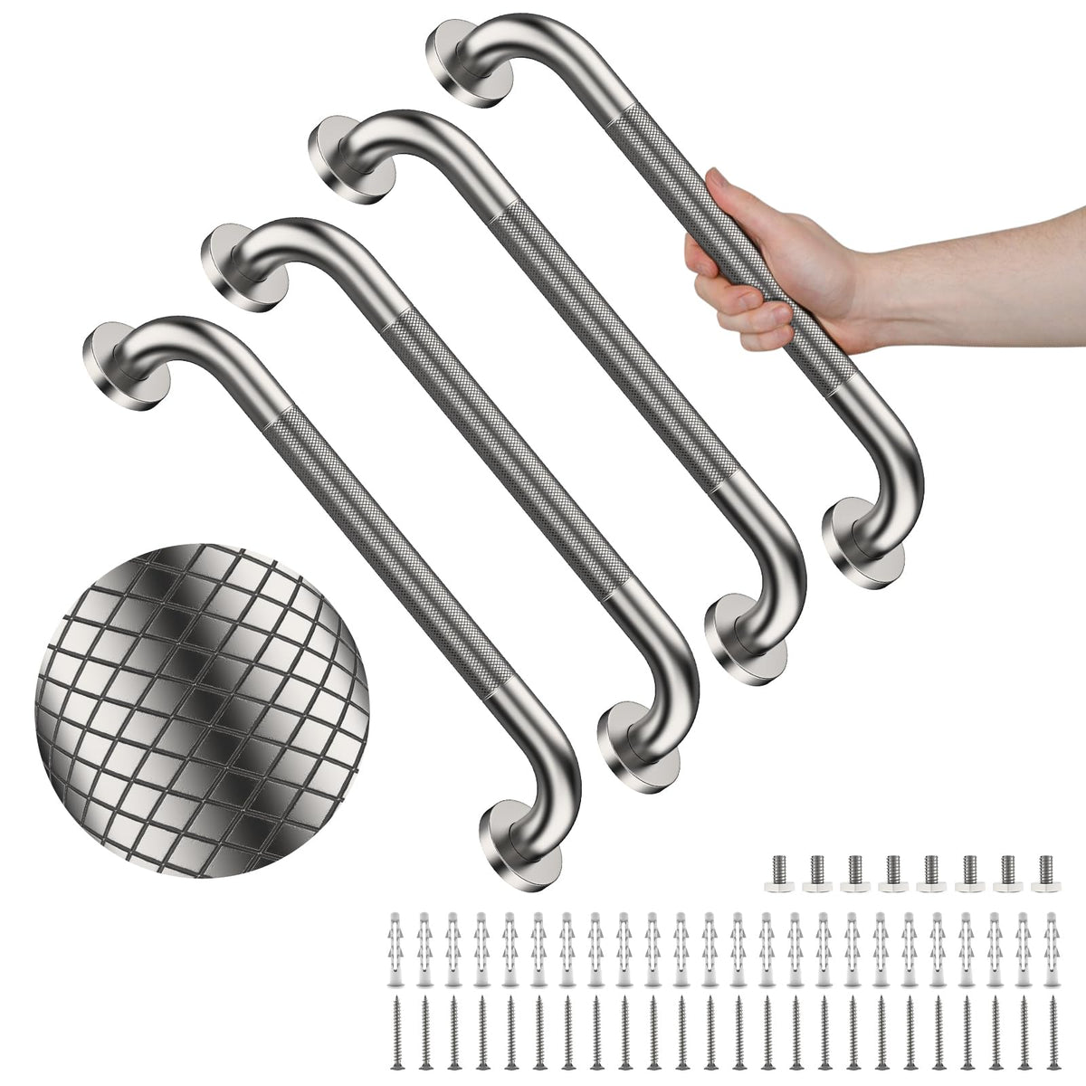 4 Pack 32 Inch Shower Grab Bar,Brushed Nickel Bathroom Grab Bar Handle